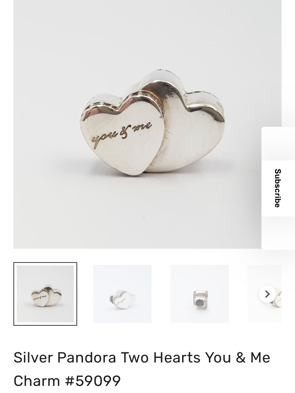 Genuine Pandora Two Hearts Charm 796560CZ Double You & Me I Love You ALE